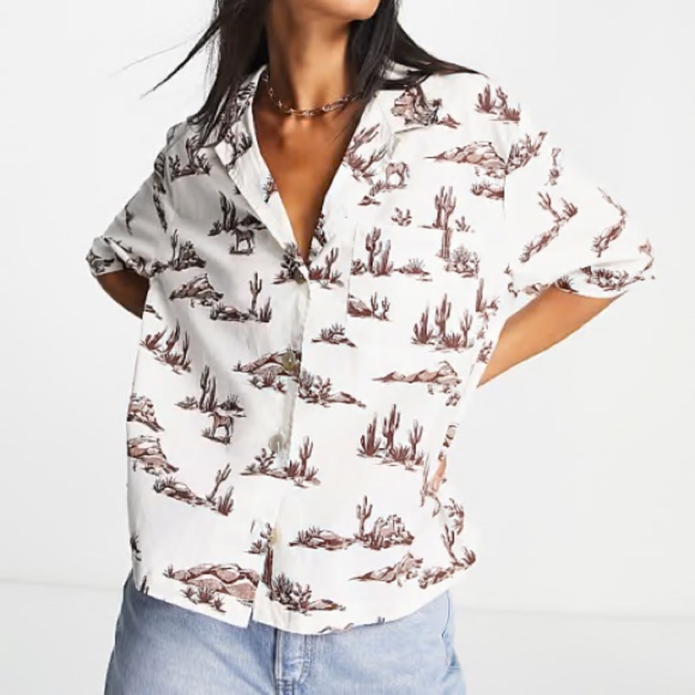 Mango button down bowler shirt in horse print Size 4